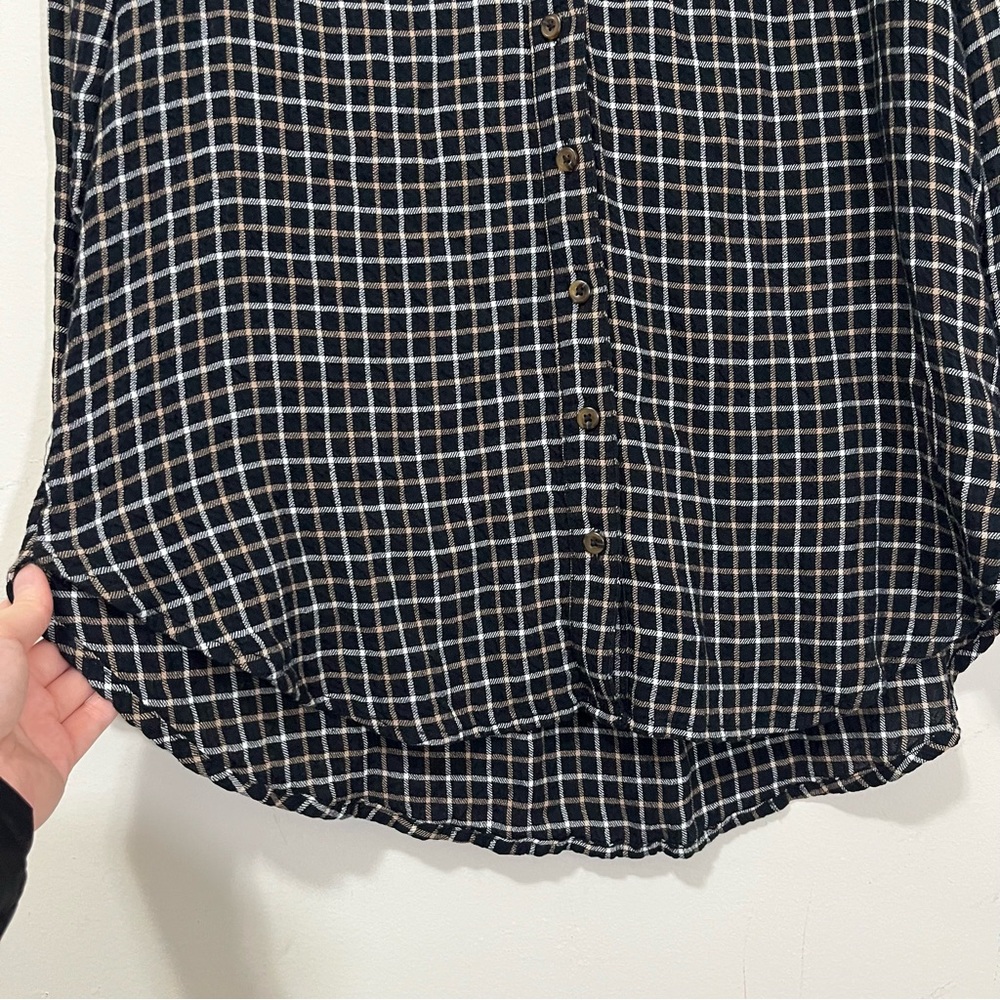 Anthropologie Pilcro Relaxed Plaid Shirt Tunic Button Front Size S Black White - Picture 9 of 16